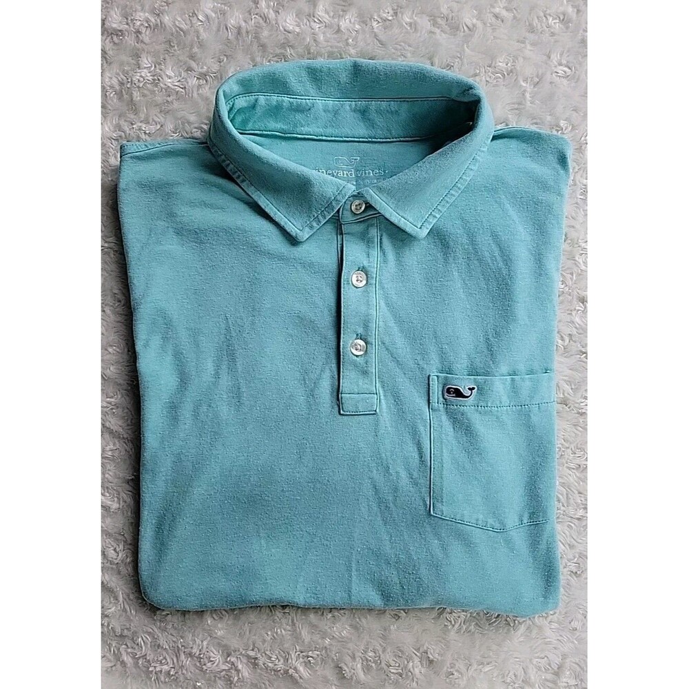 Vineyard Vines Stretch Short Sleeve Green Pocket Polo Shirt Men's | Medium